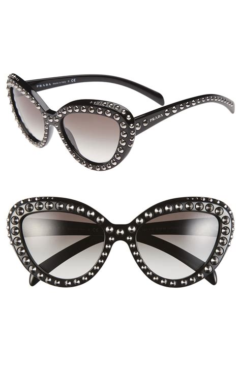 prada cat eye glasses black & silver|Prada cat eye studded sunglasses.